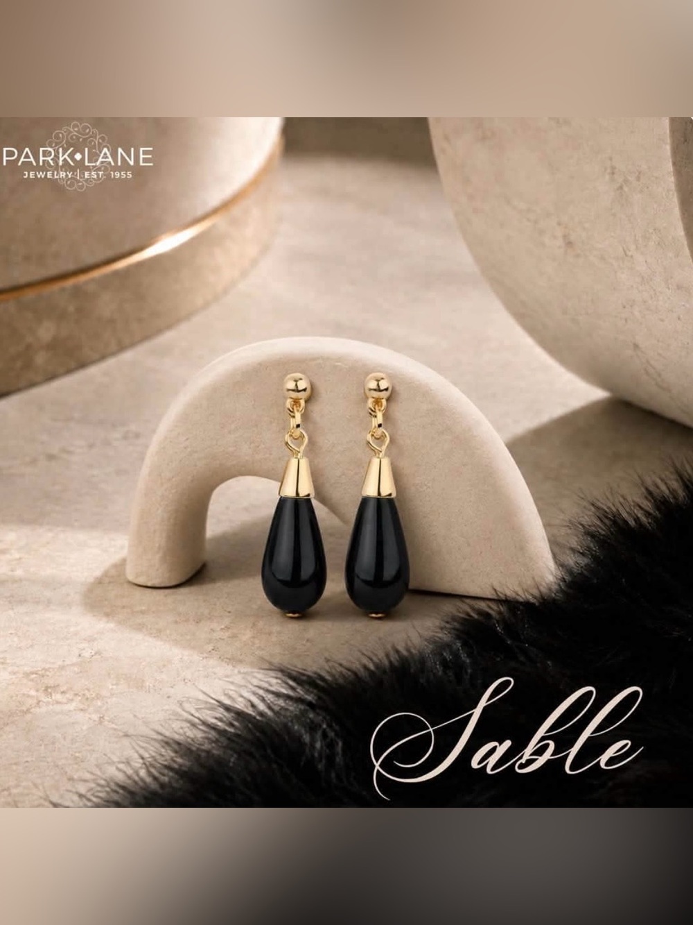 Park Lane “Sable” Black and Gold Teardrop Dangle Earrings! BNIB!